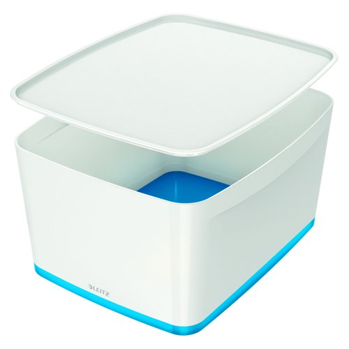 Leitz MyBox Storage Box with Lid Large White/Blue 52161036