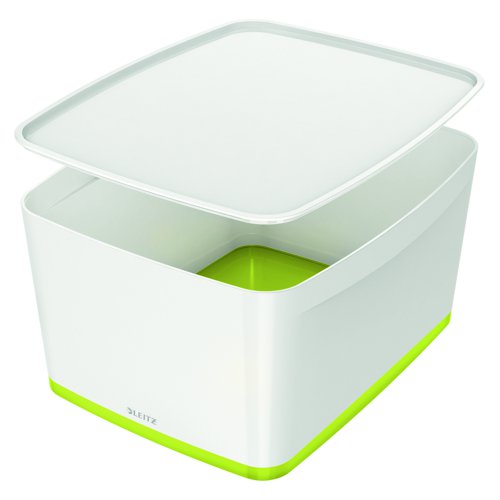 Leitz MyBox Storage Box with Lid Large White/Green 52161054