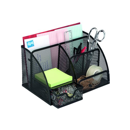 Wire Mesh Large Desk Organiser Black