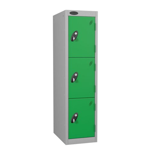 Probe Full Height Standard Metal Locker 3 Door Green 701218/3-HS-GREEN