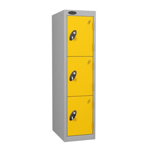 Probe Full Height Standard Metal Locker 3 Door Yellow 701218/3-HS-YELLOW