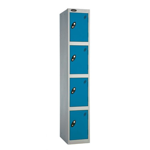 Probe Full Height Standard Metal Locker 4 Door Blue 701218/4-HS-BLUE