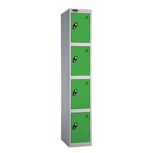Probe Full Height Standard Metal Locker 4 Door Green 701218/4-HS-GREEN