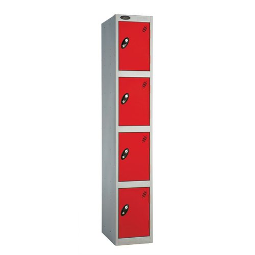 Probe Full Height Standard Metal Locker 4 Door Red 701218/4-HS-RED