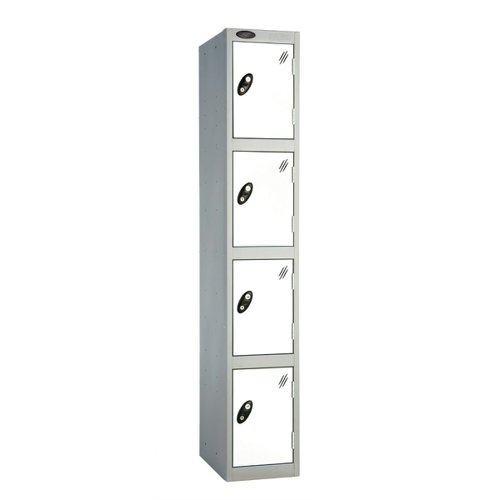 Probe Full Height Standard Metal Locker 4 Door White 701218/4-HS-WHITE