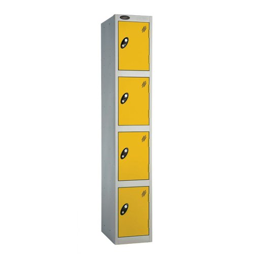 Probe Full Height Standard Metal Locker 4 Door Yellow 701218/4-HS-YELLOW