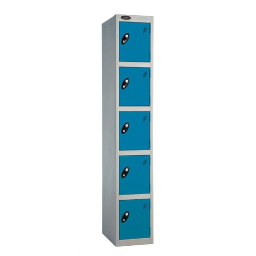 Probe Full Height Standard Metal Locker 5 Door Blue 701218/5-HS-BLUE