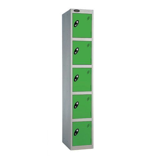 Probe Full Height Standard Metal Locker 5 Door Green 701218/5-HS-GREEN