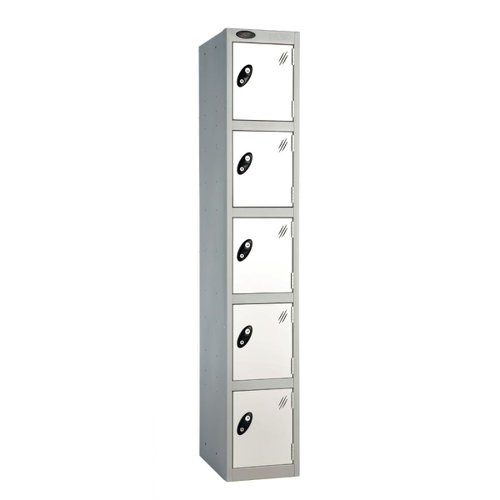 Probe Full Height Standard Metal Locker 5 Door White 701218/5-HS-WHITE