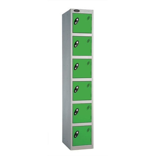 Probe Full Height Standard Metal Locker 6 Door Green 701218/6-HS-GREEN