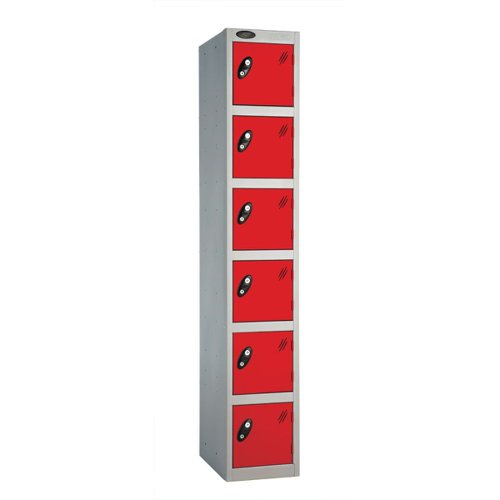 Probe Full Height Standard Metal Locker 6 Door Red 701218/6-HS-RED