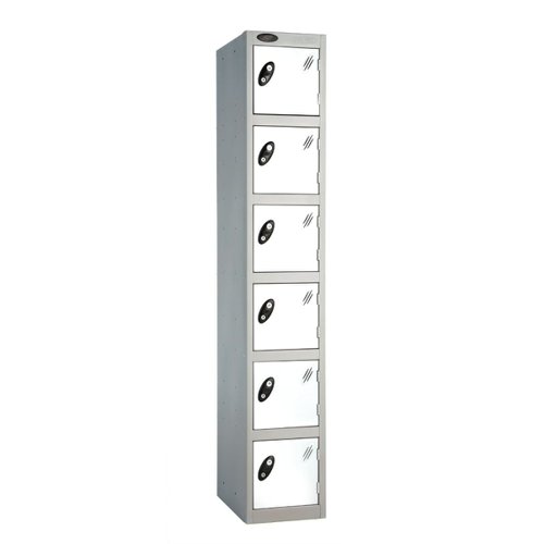 Probe Full Height Standard Metal Locker 6 Door White 701218/6-HS-WHITE