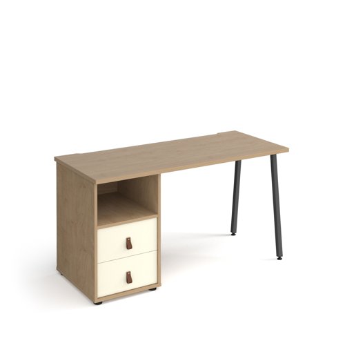 Sparta A-Frame Desk & Support Pedestal & White Drawers 1400x600x730mm Kendal Oak SP614P-D-KO-WH