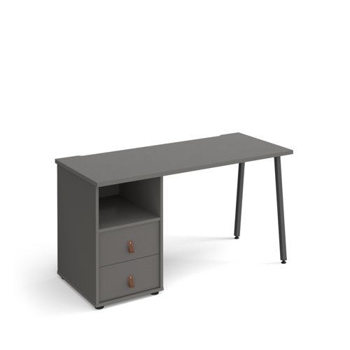 Sparta A-Frame Desk & Support Pedestal & Grey Drawers 1400x600x730mm Onyx Grey SP614P-D-OG-OG