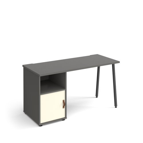 Sparta A-Frame Desk & Support Pedestal & White Door 1400x600x730mm Onyx Grey SP614P-C-OG-WH