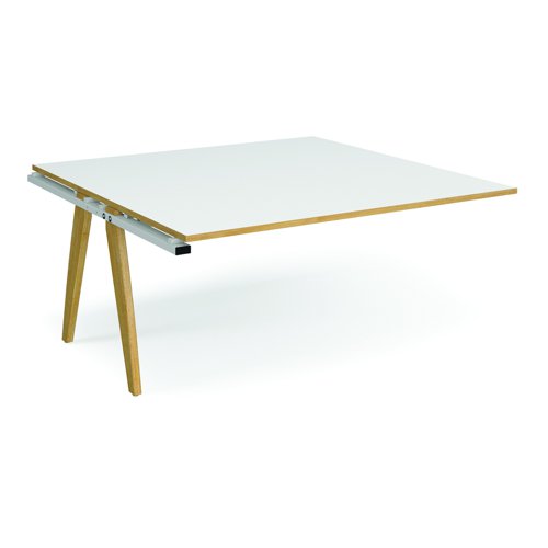 Fuze Boardroom Table Add-On Unit 1600x1600mm White Top/Oak Edge FZBT1616-AB-WH-WO