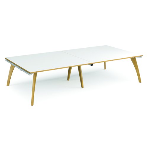 Fuze Rectangular Boardroom Table 3200x1600mm White Top/Oak Edge FZBT3216-WH-WO