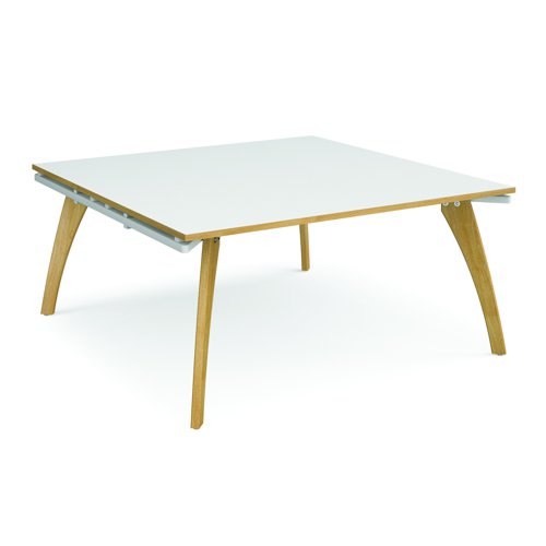 Fuze Square Boardroom Table 1600x1600mm White Top/Oak Edge FZBT1616-WH-WO