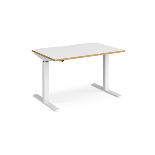 Elev8 Mono Straight Sit-Stand Desk 1200x800mm White Frame/White Top/Oak Edge EVM-1200-WH-WO