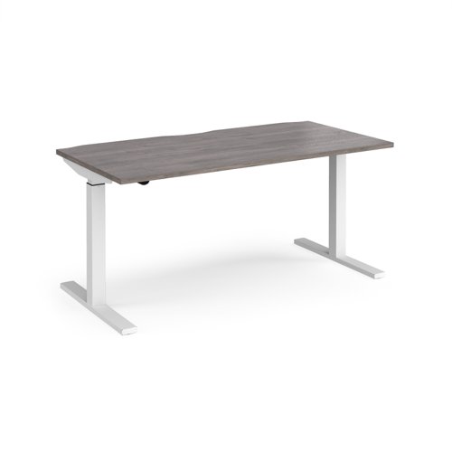 Elev8 Mono Straight Sit-Stand Desk 1600x800mm White Frame/Grey Oak Top EVM-1600-WH-GO