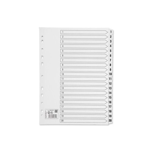 Pressboard Index A4 1-20 White