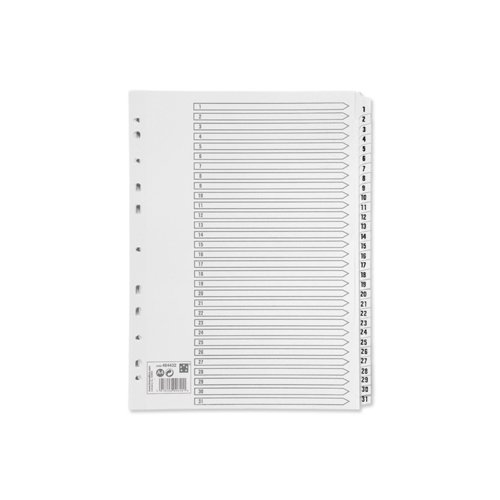 Pressboard Index A4 1-31 White