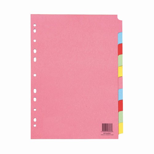 Subject Dividers 10 Part A4 Multicolour (Pack 25)