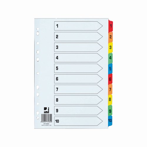 Mylar Index 1-10 Numeric A4+ Assorted Colours