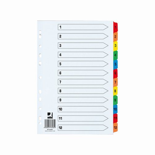 Mylar Index 1-12 Numeric A4+ Assorted Colours