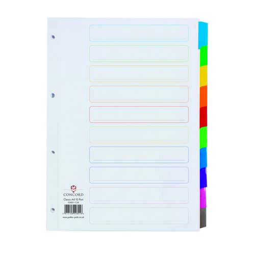 Concord Multicoloured Index 10 Part A4 00801/CS8