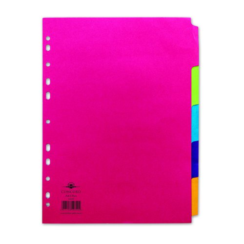 Concord Contrast Subject Dividers 5 Part A4 Assorted 50699