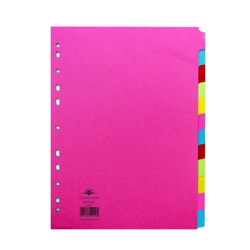 Concord Contrast Subject Dividers 12 Part A4 Assorted 50999