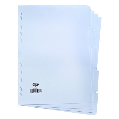 Elba Card Subject Dividers 5 Part A4 White 100204880