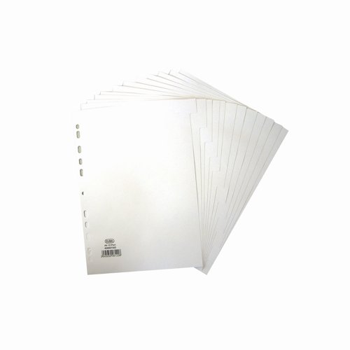 Elba Card Subject Dividers 12 Part A4 White 400007502