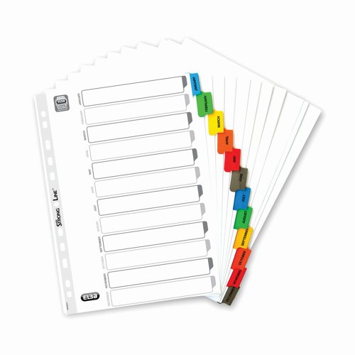 Oxford Mylar Index 12 Part Jan-Dec A4 Assorted Colour 400008983