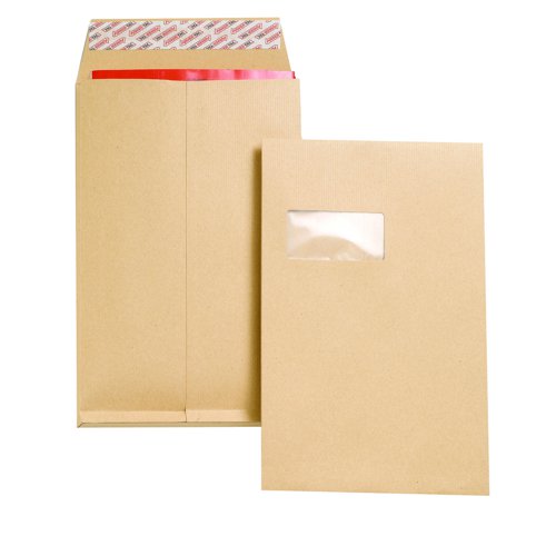 New Guardian Gusset Envelopes Peel & Seal Window C4x25mm Manilla 130gsm (100) J27366