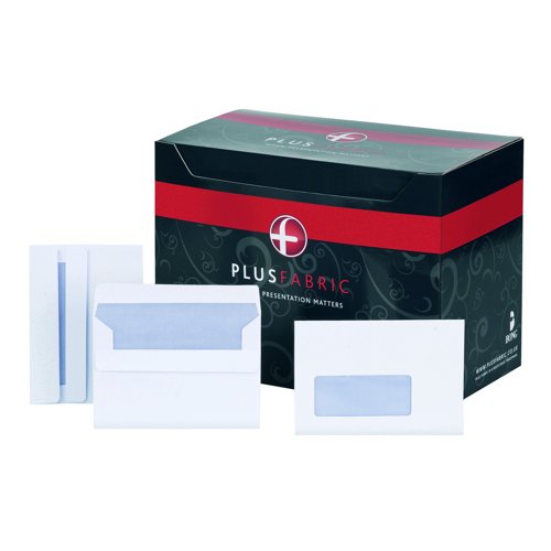 Plus Fabric Wallet Envelopes Self-Seal Window C6 White 120gsm (500) F22670