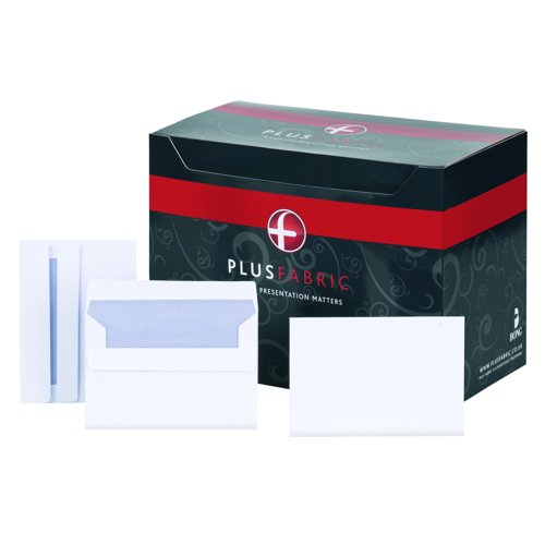 Plus Fabric Wallet Envelopes Self-Seal C6 White 120gsm (Pack 500) F23470
