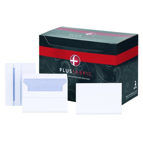 Plus Fabric Wallet Envelopes Self-Seal 89x152mm White 120gsm (500) F21870