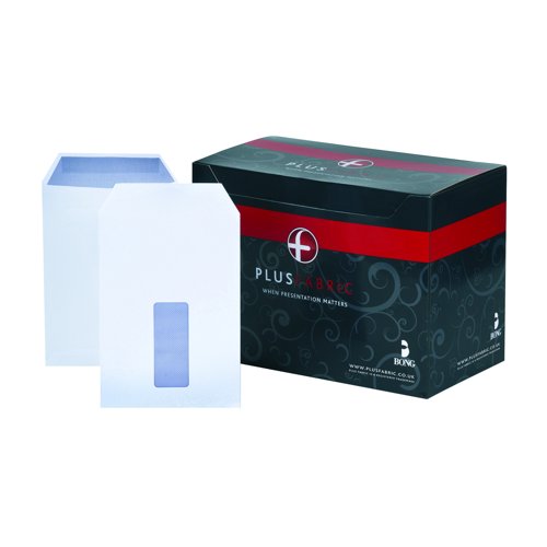 Plus Fabric Pocket Envelopes Self-Seal Window C5 White 120gsm (500) C26870