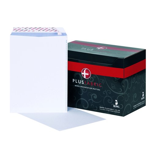 Plus Fabric Pocket Envelopes Easy-Open Peel & Seal C4 White 120gsm (250) K26739