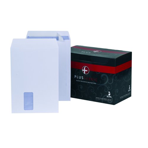 Plus Fabric Pocket Envelopes Peel & Seal Window C4 White 120gsm (250) F28749