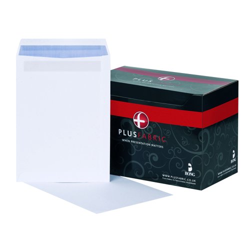 Plus Fabric Pocket Envelopes Self-Seal C4 White 120gsm (Pack 250) L26370