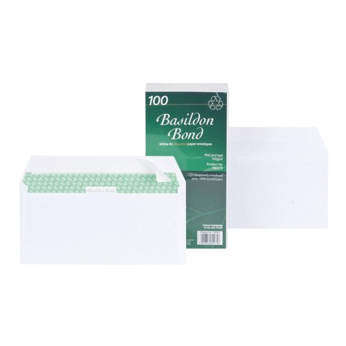 Basildon Bond Wallet Envelopes Peel & Seal DL White 100gsm (Pack 100) F80275