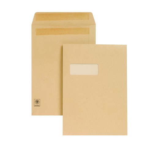 New Guardian Pocket Envelopes Self-Seal Window C4 Manilla 130gsm (Pack 250) M27503