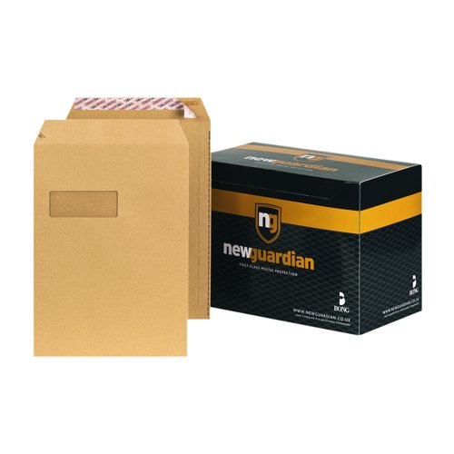 New Guardian Pocket Envelopes Peel & Seal Powertac Window C4 Manilla 130gsm (Pack 250) F24203