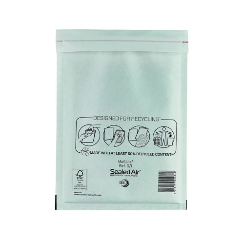 Mail Lite Bubble Lined Bag D/1 180x260mm White (Pack 100) WLW1 612059