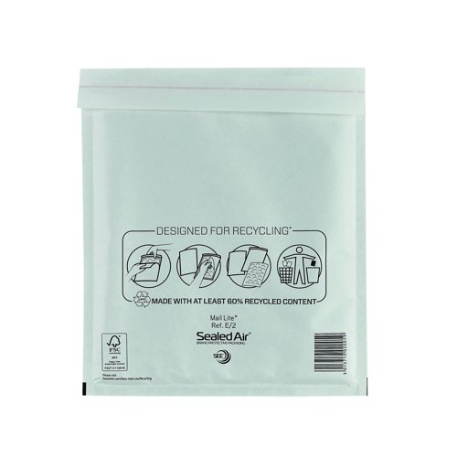 Mail Lite Bubble Lined Bag E/2 220x260mm White (Pack 100) WLW2 612060