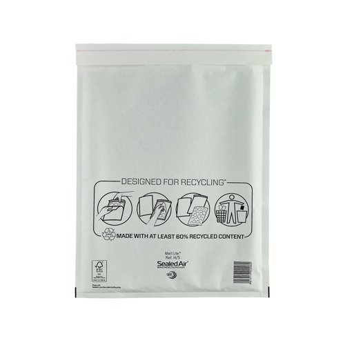 Mail Lite Bubble Lined Bag H/5 270x360mm White (Pack 50) MLW5 612063
