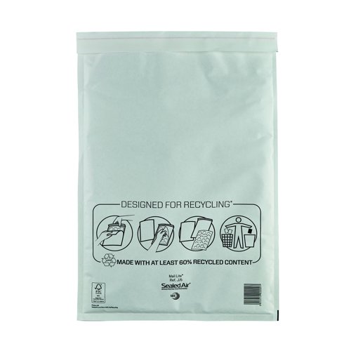 Mail Lite Bubble Lined Bag J/6 300x440mm White (Pack 50) MLW6 612064